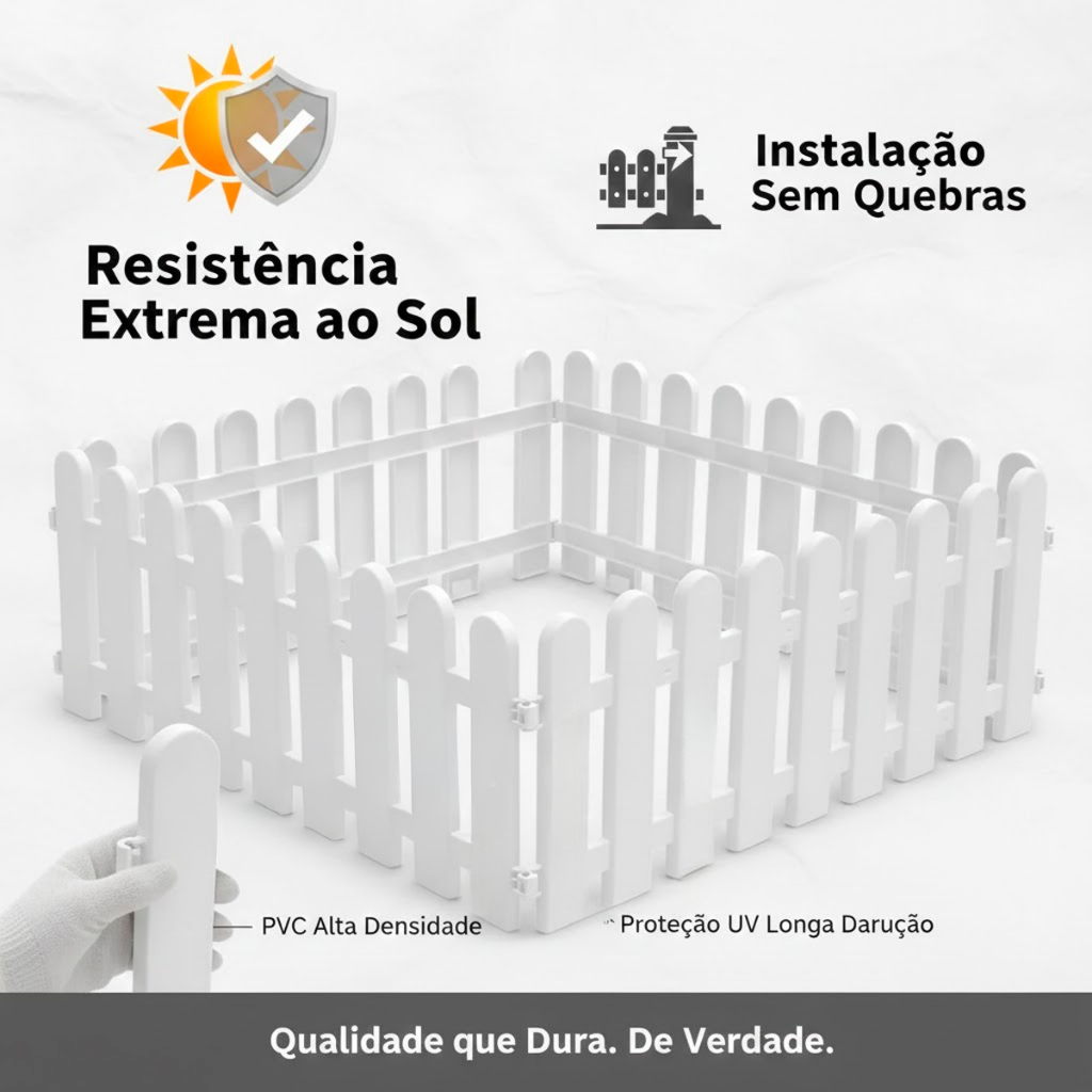 Cerquinha Plástica PVC Branca para Jardim - Marga