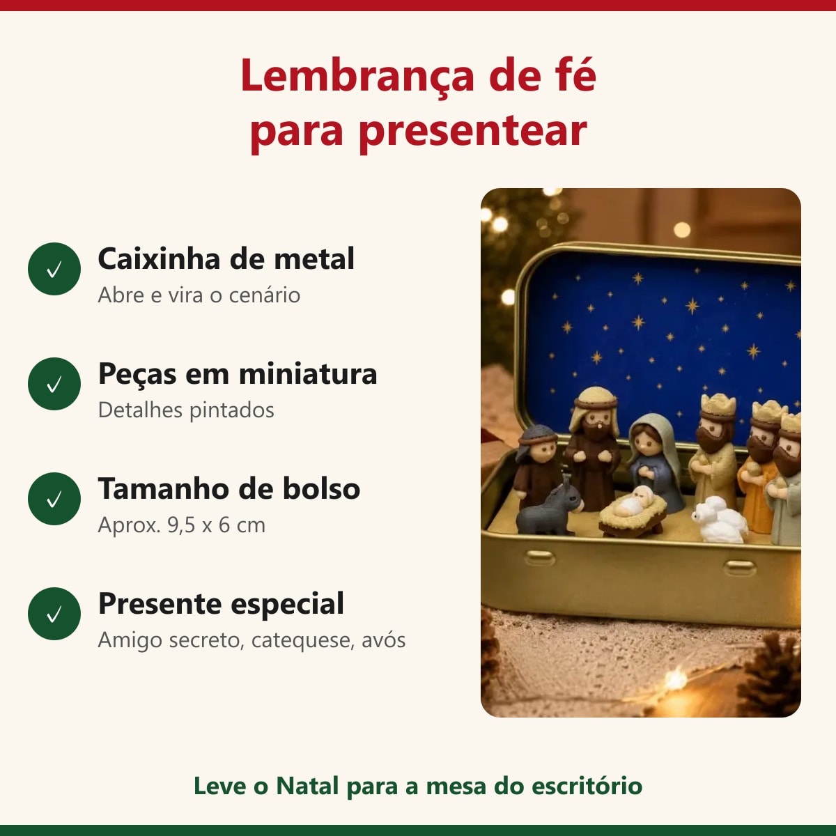 Presépio de bolso como presente de Natal