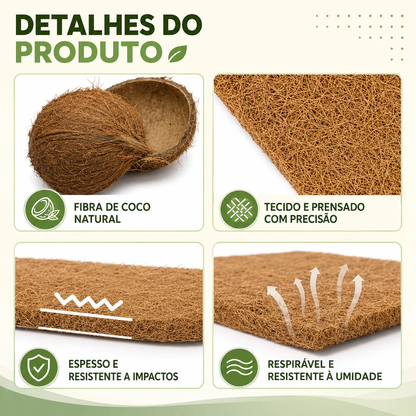 Detalhes do produto: fibra de coco natural, prensada, espessa e respirável