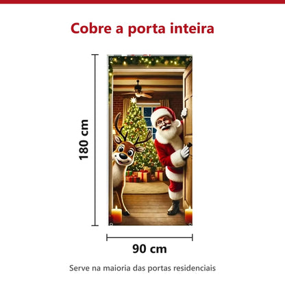 Medidas da capa de porta de Natal: 90 cm de largura por 180 cm de altura