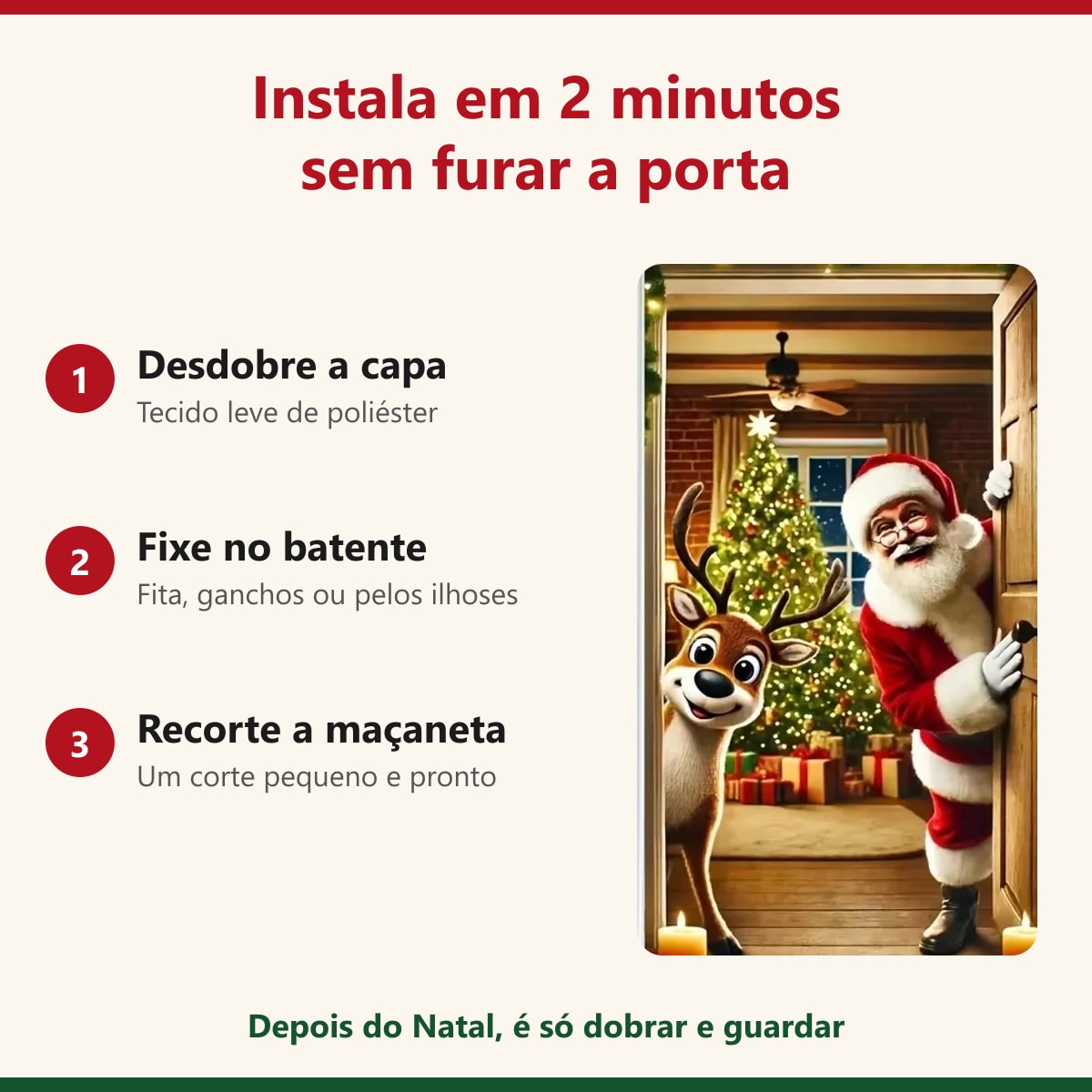 Como instalar a capa de porta de Natal em 2 minutos sem furar a porta