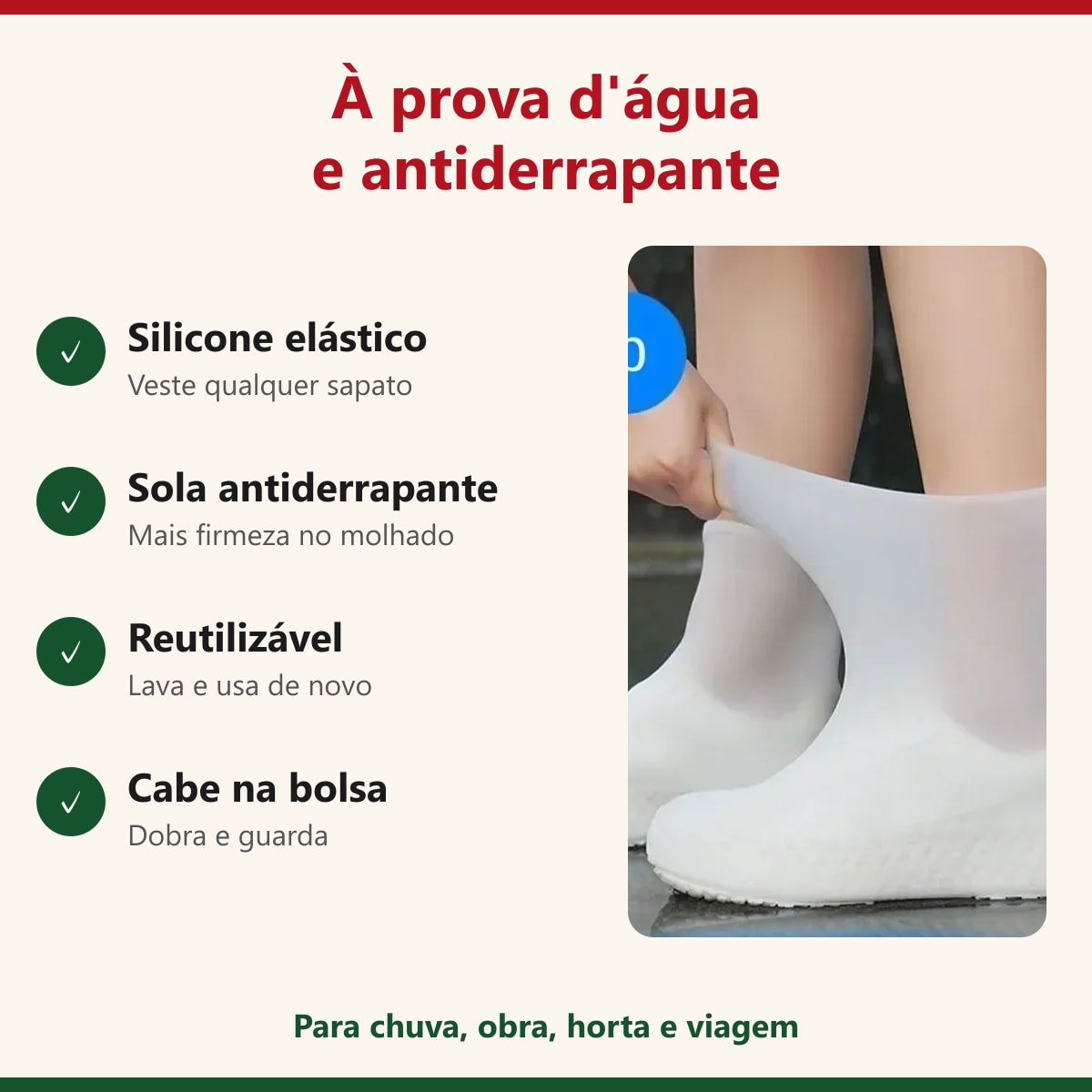 Benefícios da capa de sapato: à prova d'água, antiderrapante e reutilizável