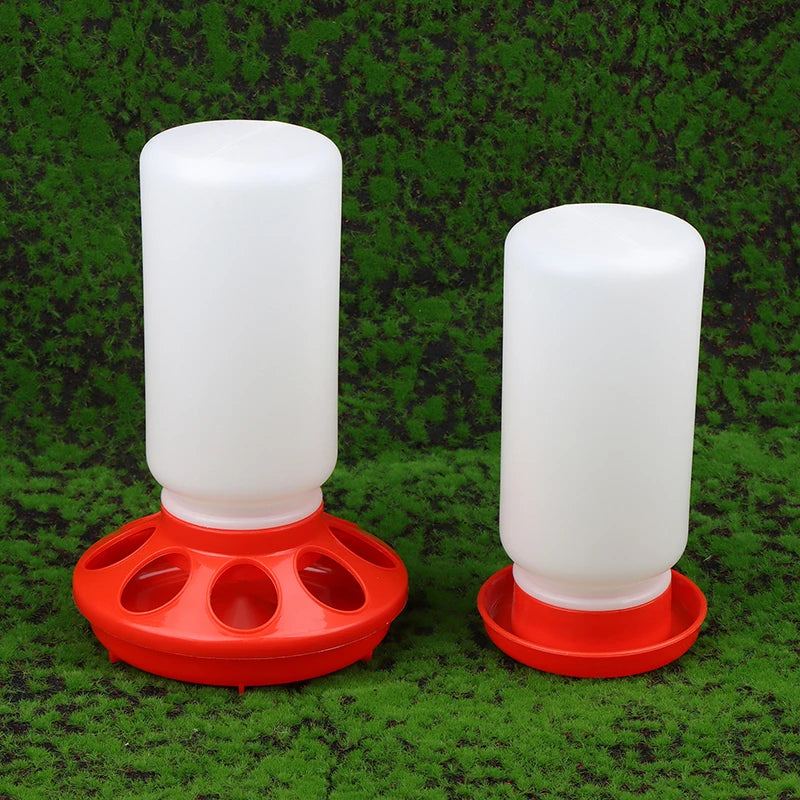 Kit comedouro e bebedouro automático reforçado para aves sobre grama