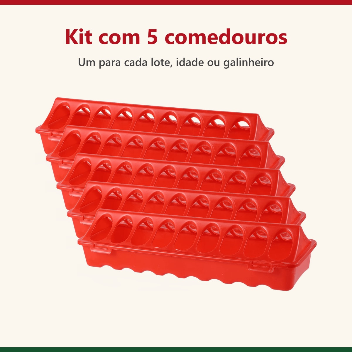 Kit com 5 comedouros calha para aves