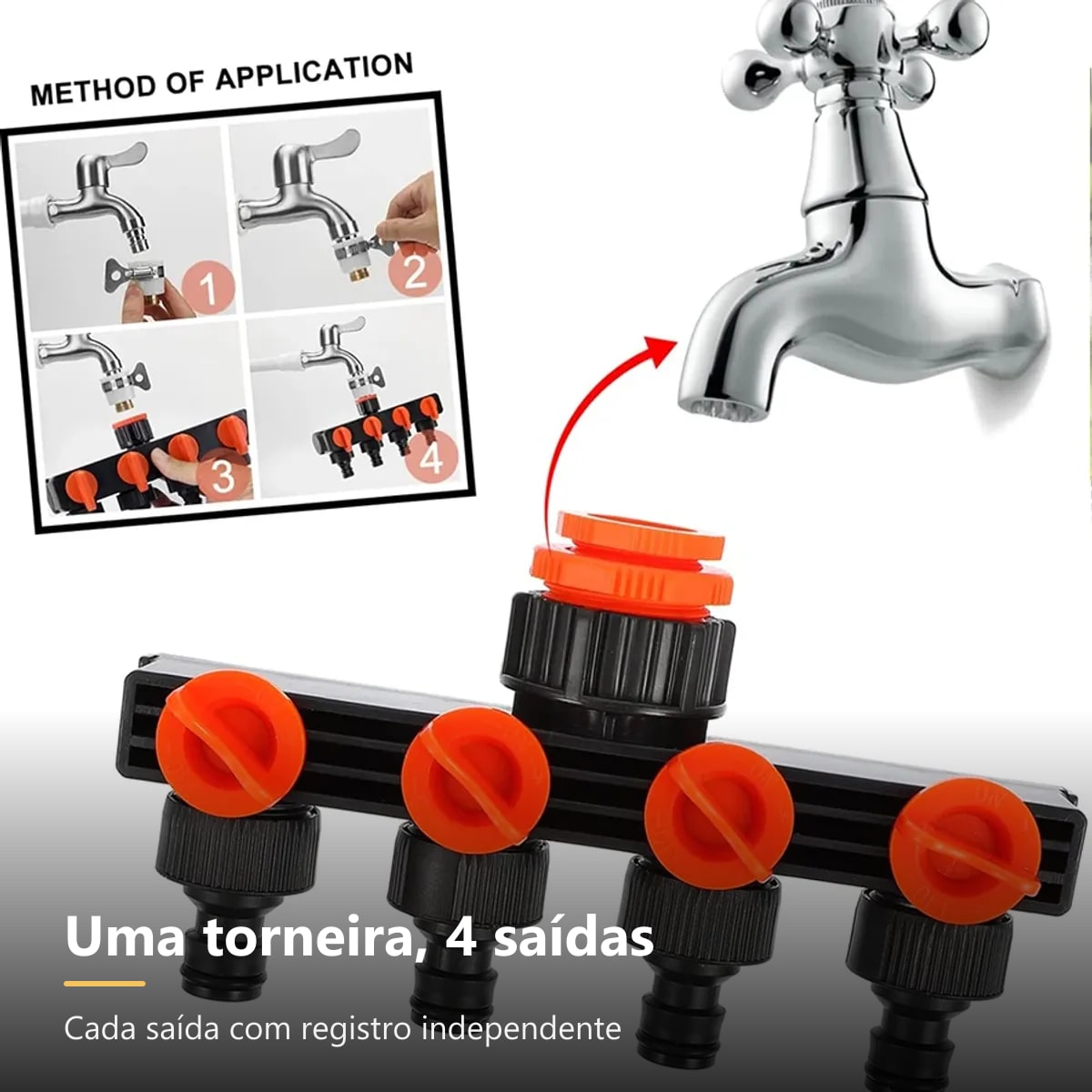 Uma torneira, quatro saídas com registro independente