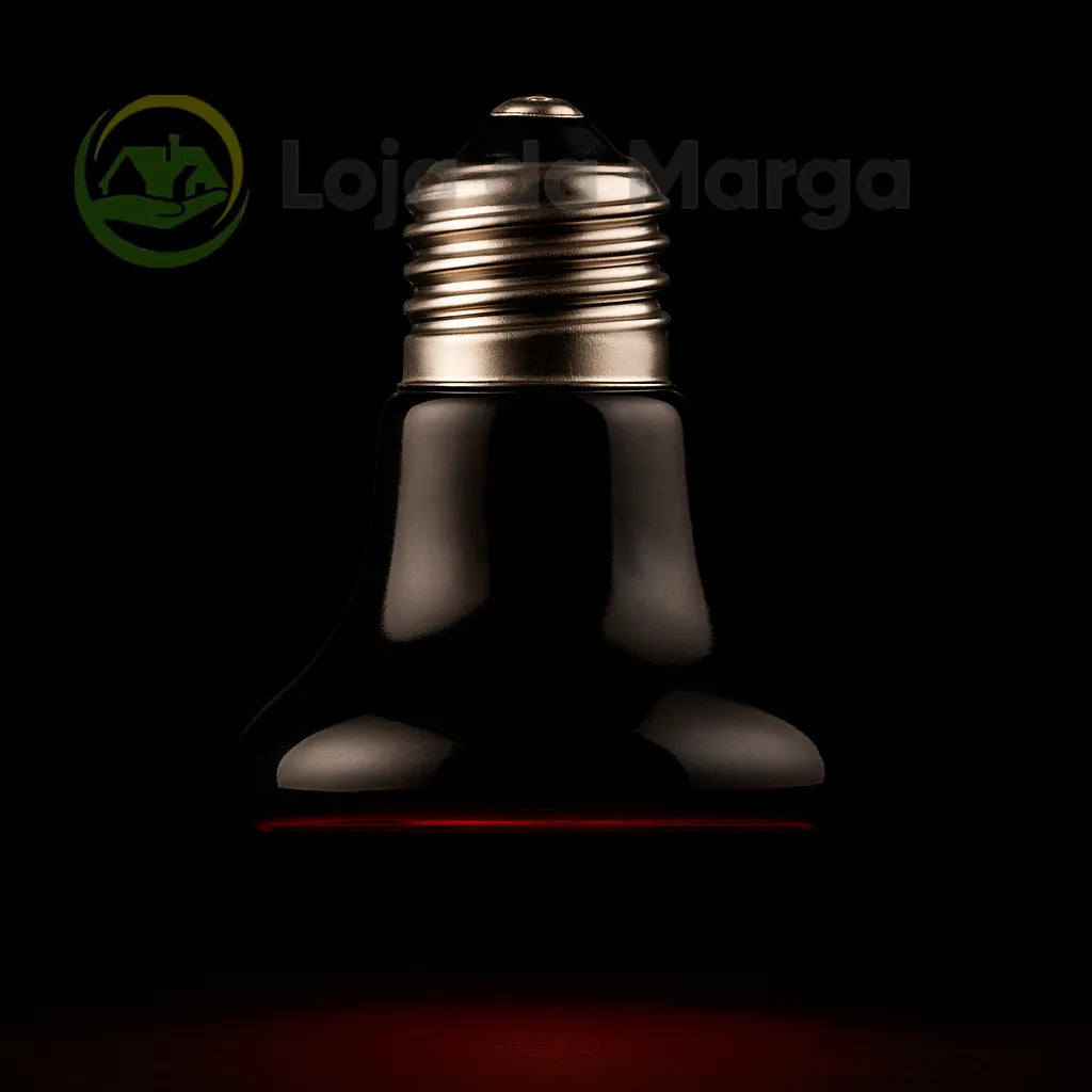 Lâmpada cerâmica aquecedora infravermelha com soquete E27 em fundo preto