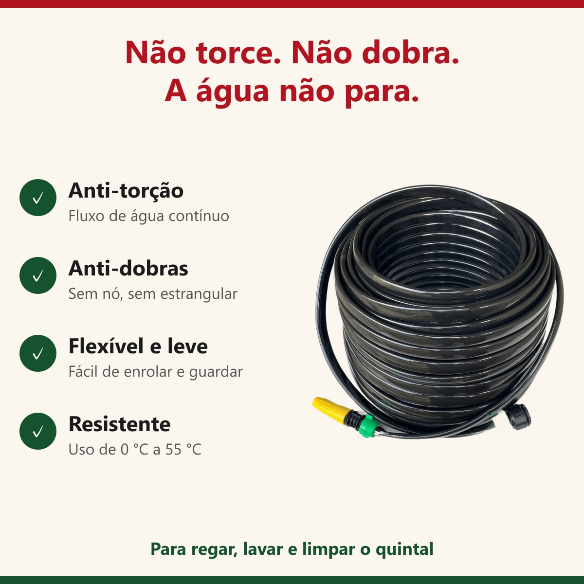 Benefícios da mangueira anti-torção: não torce, não dobra, flexível e resistente