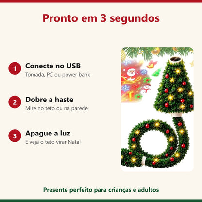 Como usar o projetor de Natal: conecte no USB, dobre a haste e apague a luz