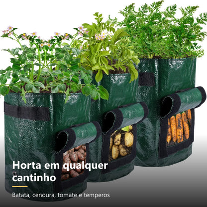 Kit de 4 sacos de cultivo com janela de colheita de batata
