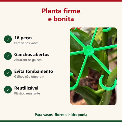 Benefícios do suporte para plantas: ganchos abertos e evita tombamento