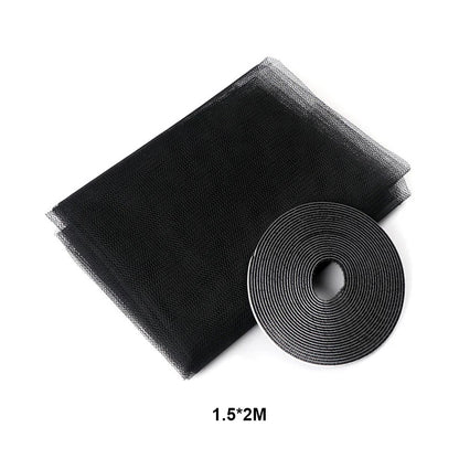 Tela de proteção contra insetos preta 1,5x2m com fita velcro